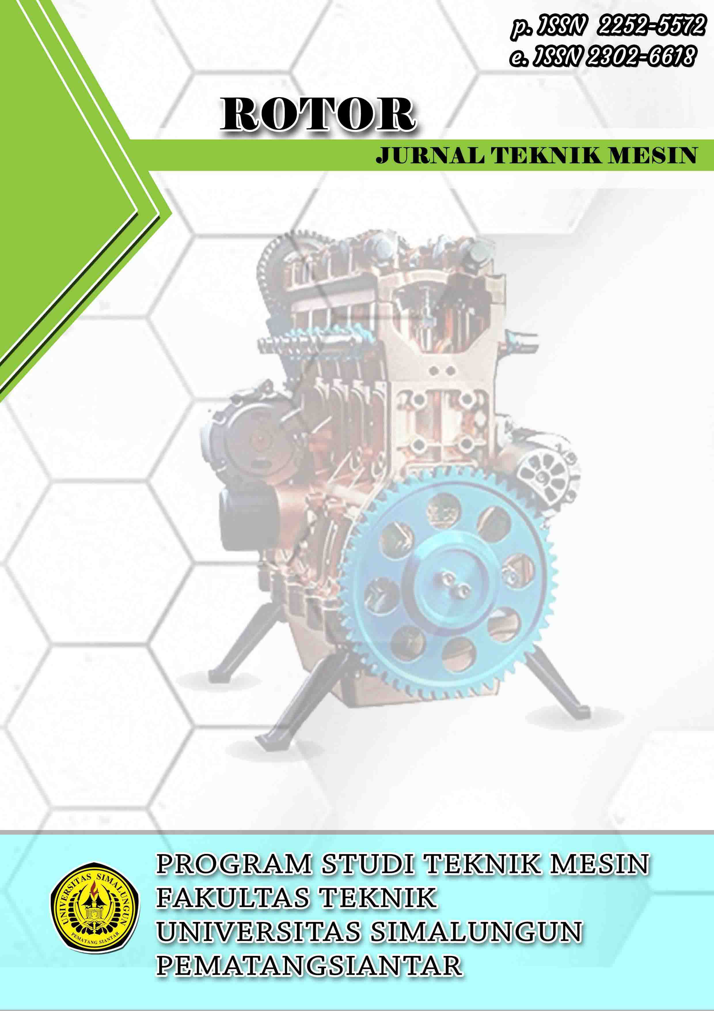 					View Vol. 2 No. 2 (2021): Jurnal Rotor Program Studi Teknik Mesin Universitas Simalungun
				
