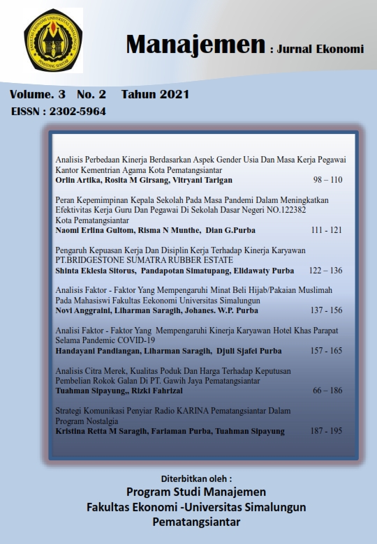 					View Vol. 3 No. 2 (2021): Manajemen : Jurnal Ekonomi Vol 3 No 2 2021
				