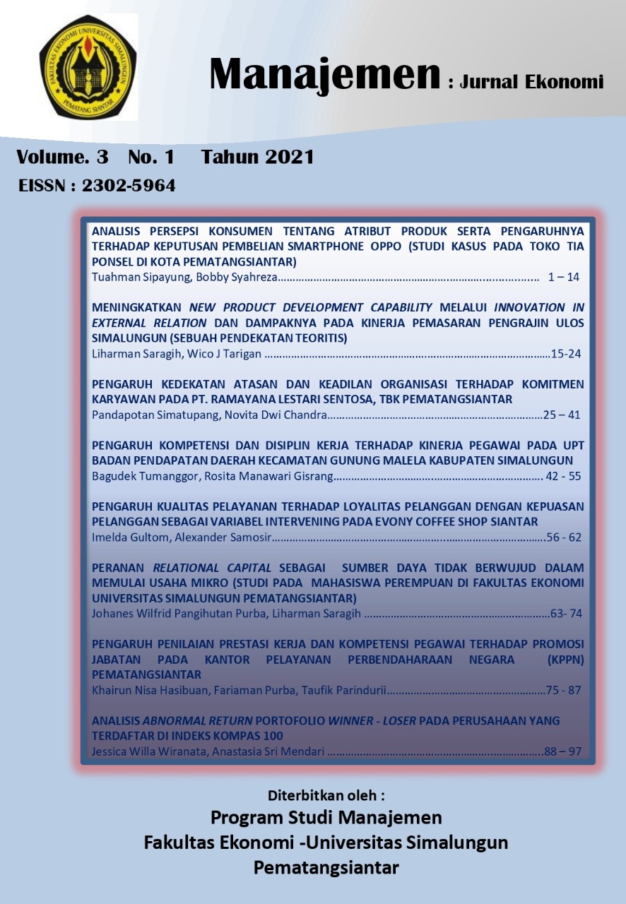 					View Vol. 3 No. 1 (2021): Manajemen : Jurnal Ekonomi Vol 3 No 1 Mei 2021
				