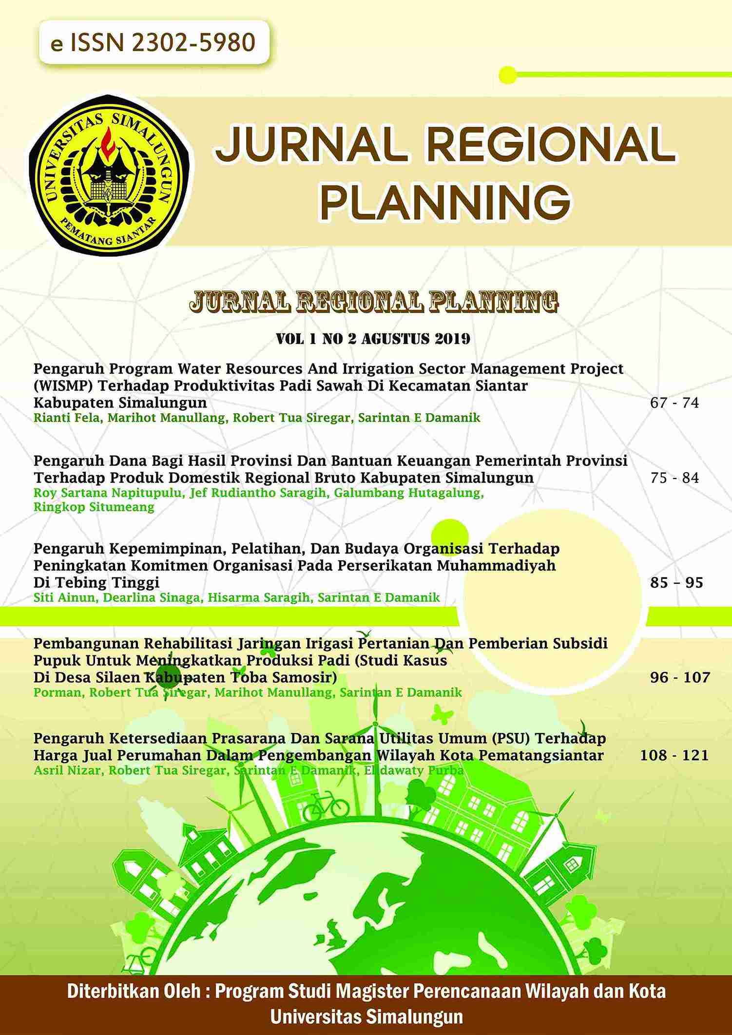 					View Vol. 1 No. 2 (2019): Jurnal Regional Planning
				