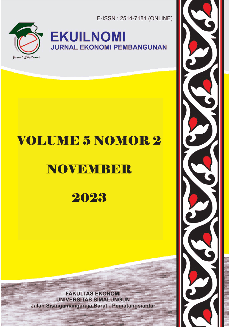					View Vol. 5 No. 2 (2023): Jurnal Ekuilnomi Vol 5 No 2 Nov 2023
				