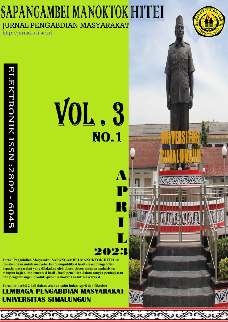 					View Vol. 3 No. 1 (2023): Jurnal Pengabdian Masyarakat Sapangambei Manoktok Hitei
				